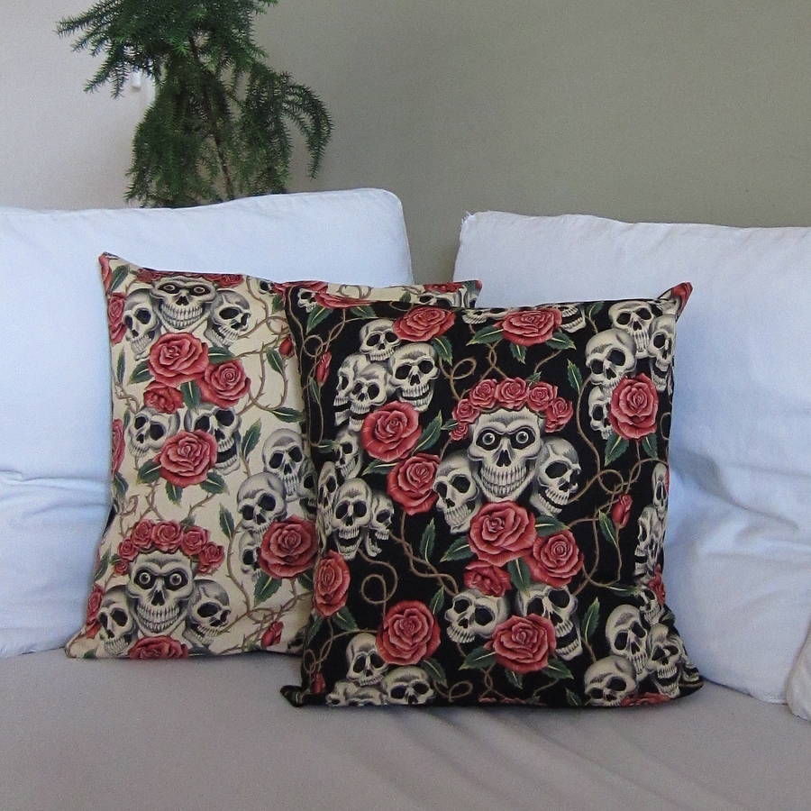 Skulls And Roses Cushion Cover Not On The High Street £22.00