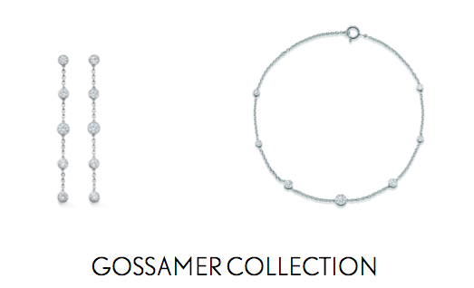 Brilliant round-cut diamonds are suspended on gossamer-thin white or yellow gold chains, as slender and sinuous as can be.
