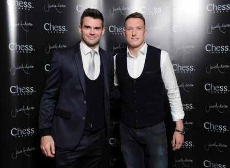 James Anderson with Manchester United's Phil Jones