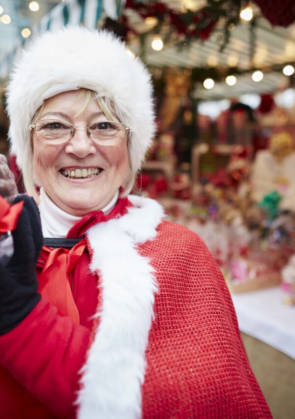 Victorian Christmas Market at the Lowry Outlet at Media City. Maureen Howarth from sweetshop Balloomin Marvellous (cor)