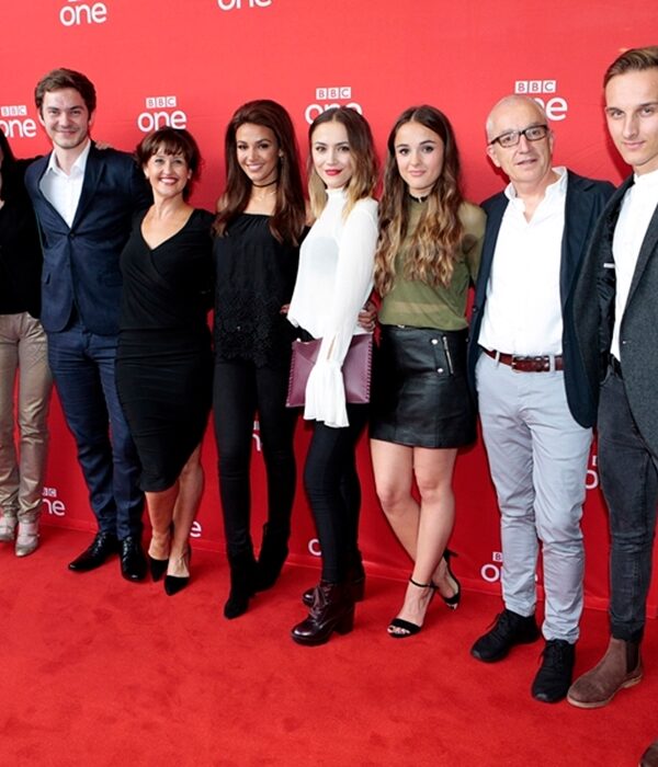 michelle keegan and cast of our girl at manchester premiere