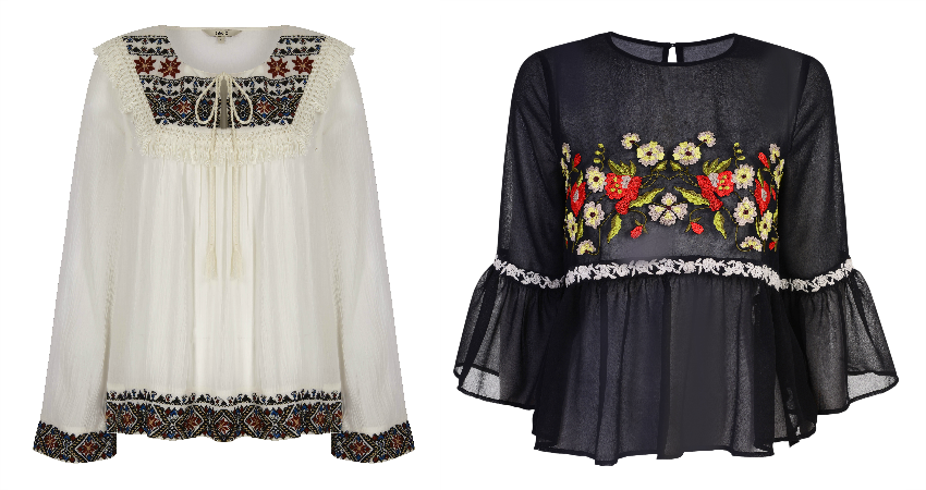 Next Embroidered Folk Top - £19. Miss Selfridge Embroidered Floaty Top - £35